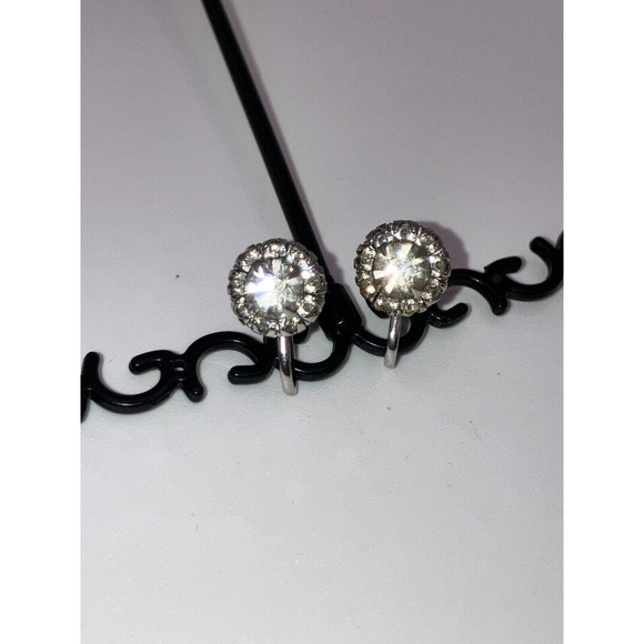 Vintage Vargas Faux Galaxy Opal Silver-Tone Screw Back Earrings! - Picture 7 of 8